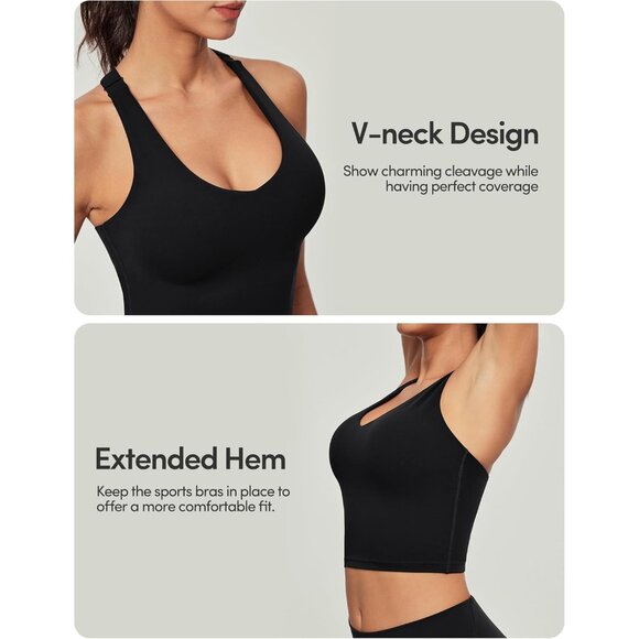 Workout Tank Top Women Nylon Lycra Adjustable Y-Back V-Neck Crop - Picture 5 of 6